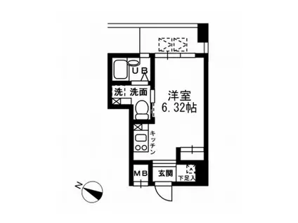 レジディア三越前(ワンルーム/2階)の間取り写真
