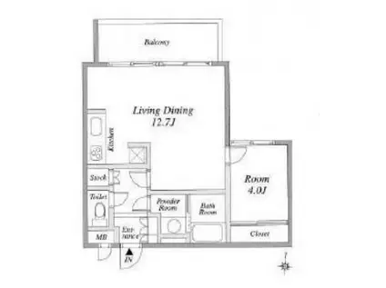 ルート四谷三丁目(1LDK/4階)の間取り写真