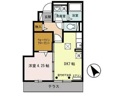 モダンコート英賀西(1DK/1階)の間取り写真