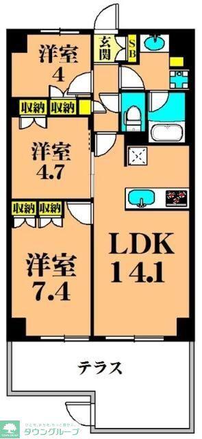 フレンシア洗足池(2SLDK/1階)の間取り写真
