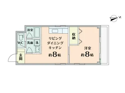 倉元ビル(1LDK/4階)の間取り写真