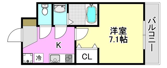 KORE・YIELD千里丘(1K/1階)の間取り写真