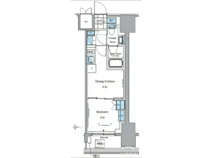 ルフォンプログレ田原町(1LDK/4階)の間取り写真