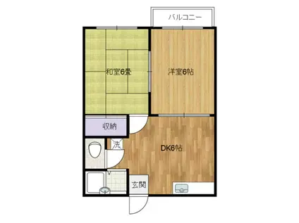 グランデュールイノックス(2DK/2階)の間取り写真