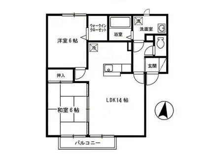 パークタウンナリタ C(2LDK/2階)の間取り写真