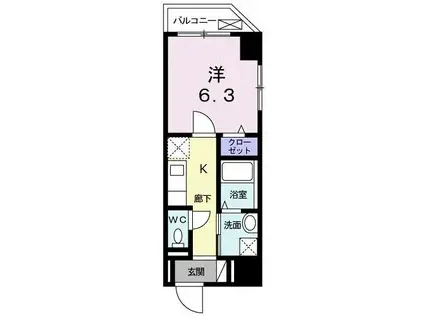 リベルラ(1K/3階)の間取り写真