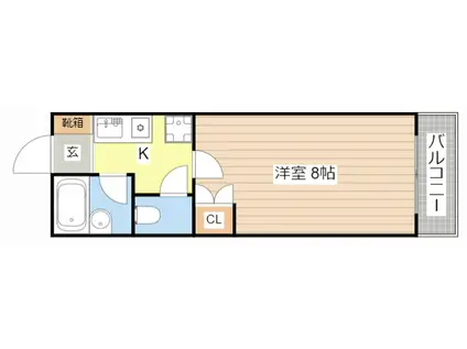 プロスパII(1K/1階)の間取り写真