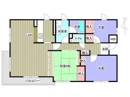 苔水庵マンション(3LDK/3階)の間取り写真