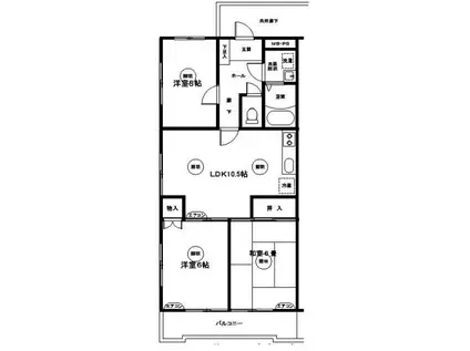 コーポエイト・エイ(3LDK/4階)の間取り写真