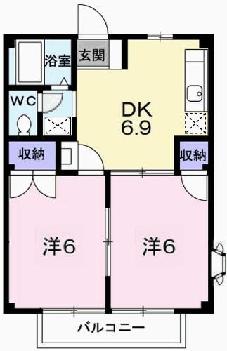 プチメゾン(2DK/2階)の間取り写真