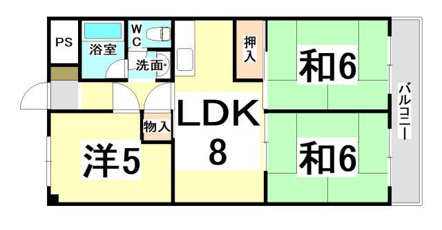シャン堀之内(3LDK/1階)の間取り写真