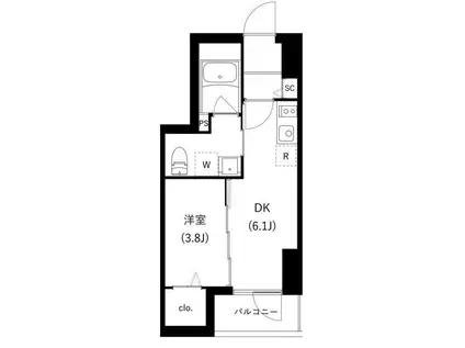 WHARF駒込(1DK/6階)の間取り写真