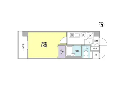 タケオクリスタル等々力(1K/4階)の間取り写真