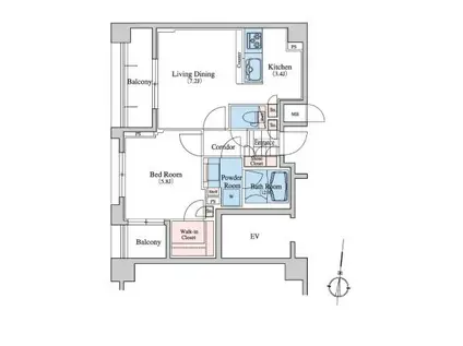 CITY SPIRE池上(1LDK/4階)の間取り写真