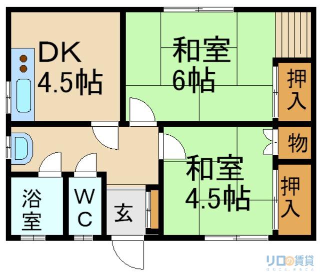 坂上アパート(2DK/1階)の間取り写真