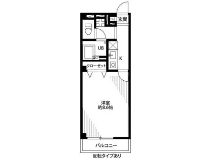 アンプルールフェールコート(1K/2階)の間取り写真