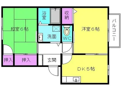 クィーンズコートI(2DK/1階)の間取り写真