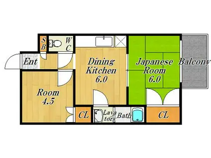 サンロードマンション(2DK/6階)の間取り写真