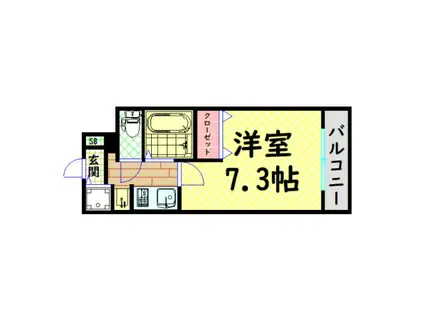 LADOUCEUR難波東(ワンルーム/13階)の間取り写真