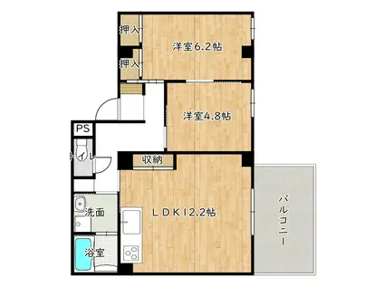 ドミール南栄町(2LDK/4階)の間取り写真