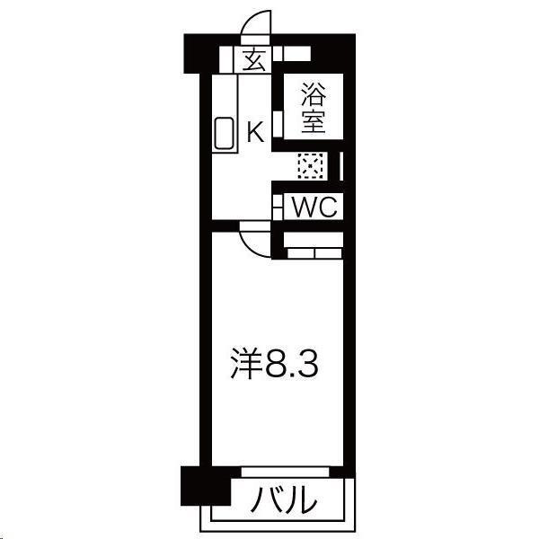 スターリット上杉(1K/4階)の間取り写真
