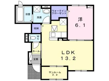 シャルマン(1LDK/1階)の間取り写真