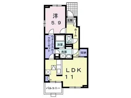 エスパス カルムA(1LDK/1階)の間取り写真
