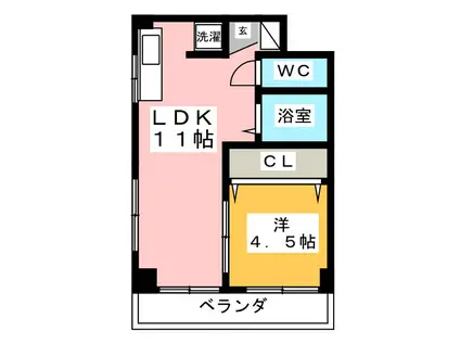 朝田ハイツ(1LDK/3階)の間取り写真