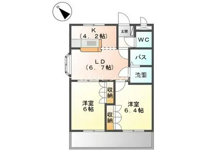 コリーナベルデII(2LDK/2階)の間取り写真