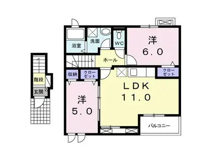 アニメイトII(2LDK/2階)の間取り写真