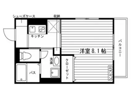 シャトー元八事(1K/3階)の間取り写真