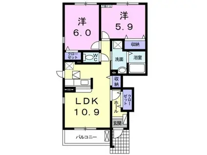 サンウィッシュ B(2LDK/1階)の間取り写真
