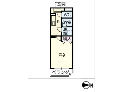 シーズンコート二ツ杁(1K/1階)の間取り写真
