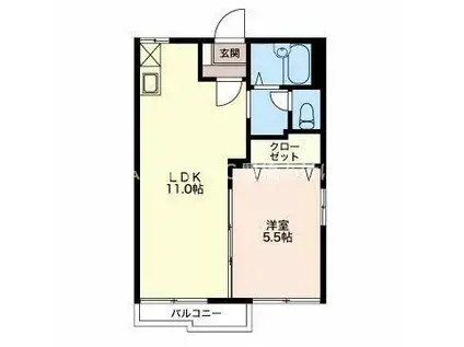 フレグランス牛川 C(1LDK/2階)の間取り写真