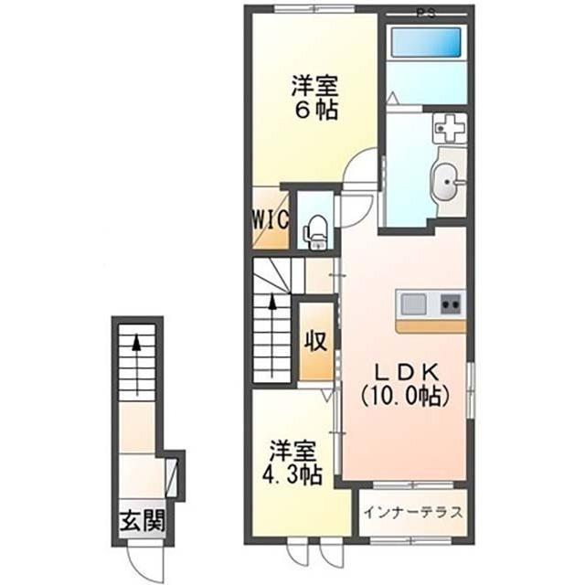 ポルトボヌール(2LDK/2階)の間取り写真