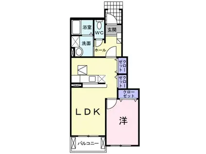 トゥー・ル・モンドC(1LDK/1階)の間取り写真