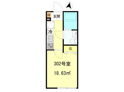 CFジオーレ本蓮沼(1K/3階)の間取り写真