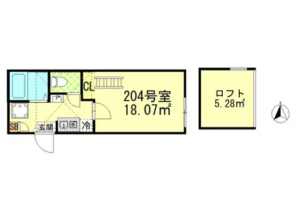 武蔵中原AP(1K/2階)の間取り写真