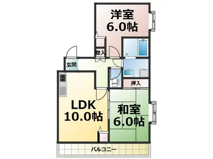 第2カニエビル(2LDK/4階)の間取り写真
