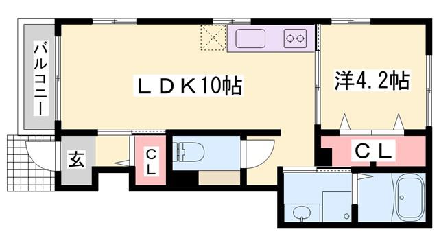 サンセールIV(1LDK/1階)の間取り写真