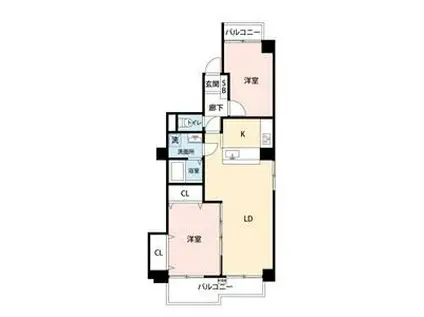 ルミエール覚王山第2(2LDK/2階)の間取り写真