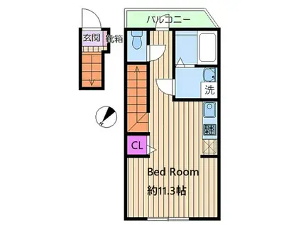 フランシール調布(1K/2階)の間取り写真