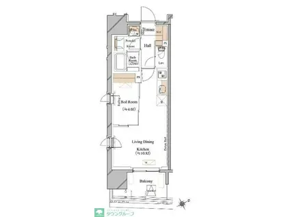 ブランシエスタ浅草蔵前(1LDK/7階)の間取り写真