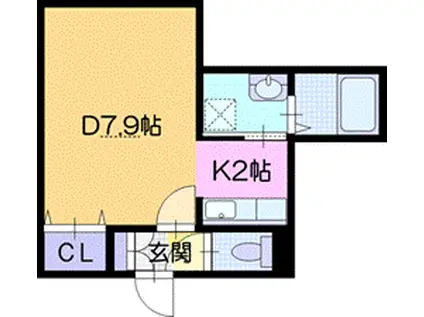 マリオット恵庭サウス(1K/2階)の間取り写真