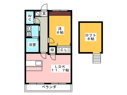 QUEUE DE LANGE(1LDK/2階)の間取り写真