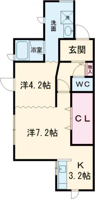 ナチュリラA(1LDK/2階)の間取り写真