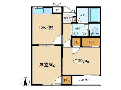 アピア向山(2DK/1階)の間取り写真