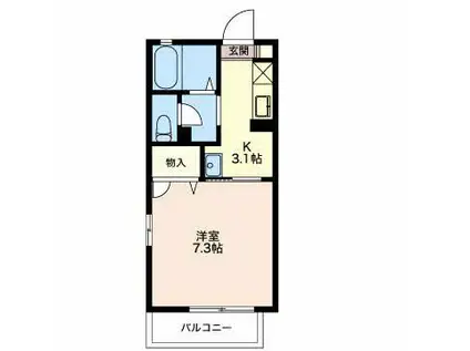 ヴィラスリーゼ(1K/1階)の間取り写真