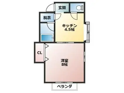 エヌ・アールハイツ八千代台(1K/1階)の間取り写真