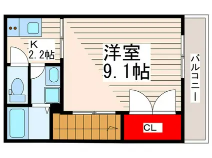 ヴィラ・クリーンホワイトII(1K/2階)の間取り写真